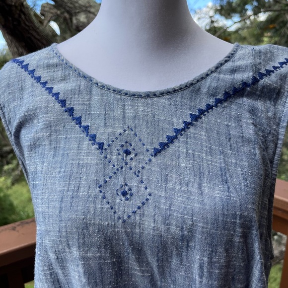 Mata Traders Fresco Chambray Shift Dress Size L - Picture 3 of 6